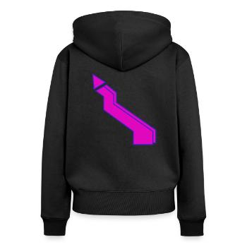 Blitz pink - Frauen Premium Bio Zip Hoodie - Schwarz - Hinten - Julia (174cm)