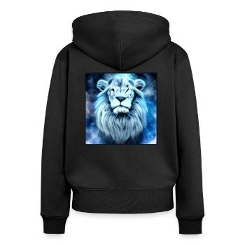 SURREAL LION 1 - Women's Premium Organic Zip Hoodie - black - Back - Julia (174cm)