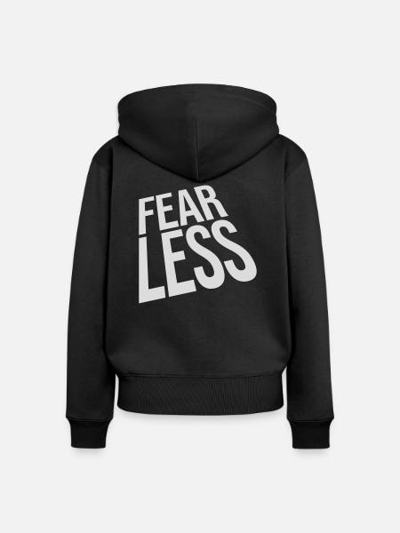 fearless Text Zitat Design - Frauen Premium Bio Zip Hoodie - Schwarz