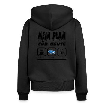 Auto - Frauen Premium Bio Zip Hoodie - Schwarz - Hinten - Julia (174cm)