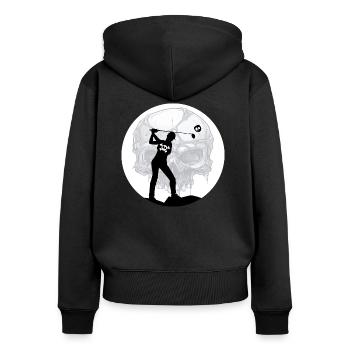 Golf Golferin im Halloween-Mondschein am Golfplatz - Frauen Premium Bio Zip Hoodie - Schwarz - Hinten - Julia (174cm)