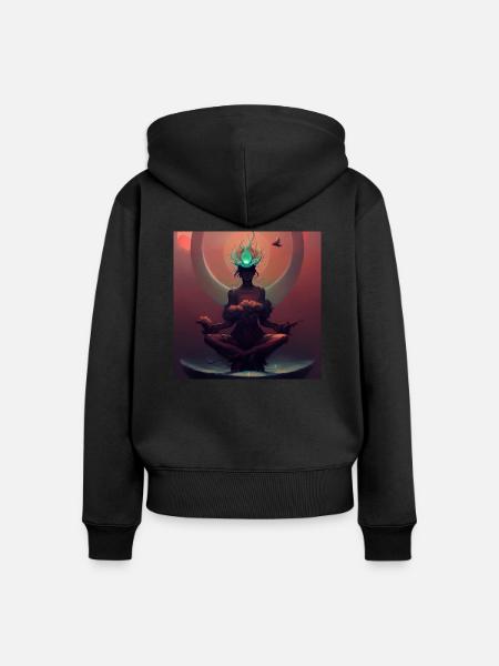 ARTWORK SPIRITUAL _05 - Frauen Premium Bio Zip Hoodie - Schwarz