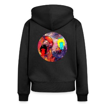 Unmögliche Balance - Frauen Premium Bio Zip Hoodie - Schwarz - Hinten - Julia (174cm)