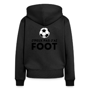 J'peux pas j'ai foot tshirt, pull, casquette - Sweat à capuche zippé Premium bio Femme - noir - Dos - Julia (174cm)