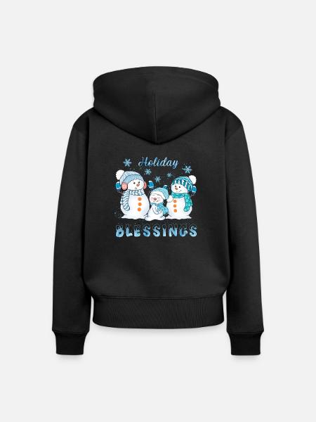 Holiday Blessings - Frauen Premium Bio Zip Hoodie - Schwarz