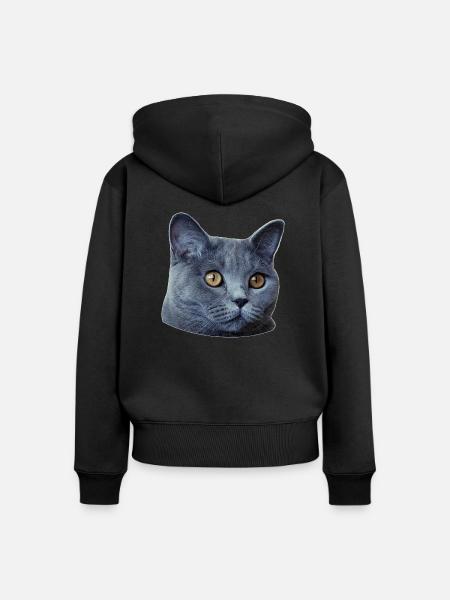 Katzenkopf Poster - Frauen Premium Bio Zip Hoodie - Schwarz