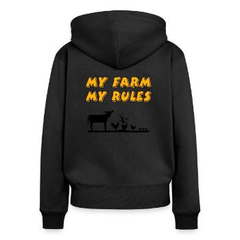 Ferme - Sweat à capuche zippé Premium bio Femme - noir - Dos - Julia (174cm)