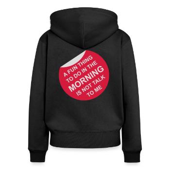 ne me parle pas - Sweat à capuche zippé Premium bio Femme - noir - Dos - Julia (174cm)