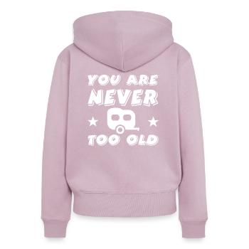 Camping - Women's Premium Organic Zip Hoodie - dusky pink - Back - Julia (174cm)