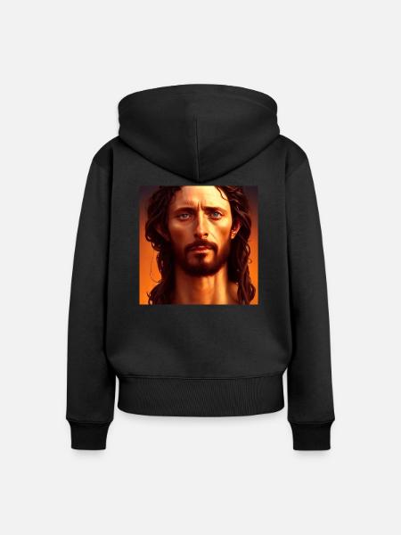 Porträt Jesu Christi - Frauen Premium Bio Zip Hoodie - Schwarz