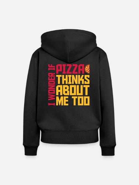 pizza thinks about me - Frauen Premium Bio Zip Hoodie - Schwarz