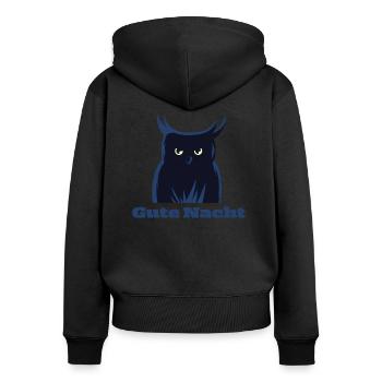 Eule Eulen gute Nacht Schlafanzug Geschenk - Frauen Premium Bio Zip Hoodie - Schwarz - Hinten - Julia (174cm)