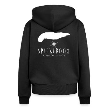 Spiekeroog - Frauen Premium Bio Zip Hoodie - Schwarz - Hinten - Julia (174cm)