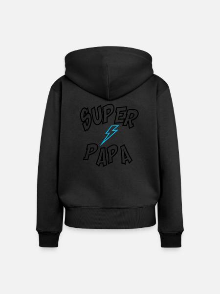 Super Papa - Frauen Premium Bio Zip Hoodie - Schwarz