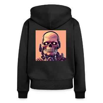 Soldier robot skull of the future - Women's Premium Organic Zip Hoodie - black - Back - Julia (174cm)