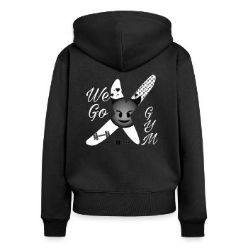 We Go Gym | Wir gehen trainieren!! | Motivation - Frauen Premium Bio Zip Hoodie - Schwarz - Hinten - Julia (174cm)