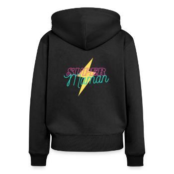 une super maman - Sweat à capuche zippé Premium bio Femme - noir - Dos - Julia (174cm)