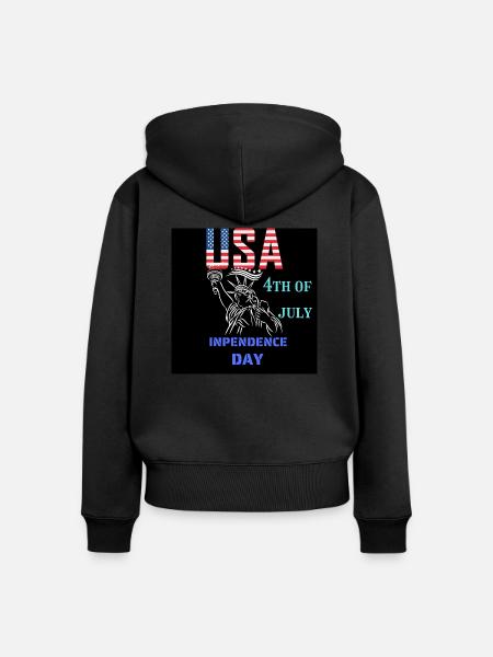 USA, Freiheitsstatue - Frauen Premium Bio Zip Hoodie - Schwarz