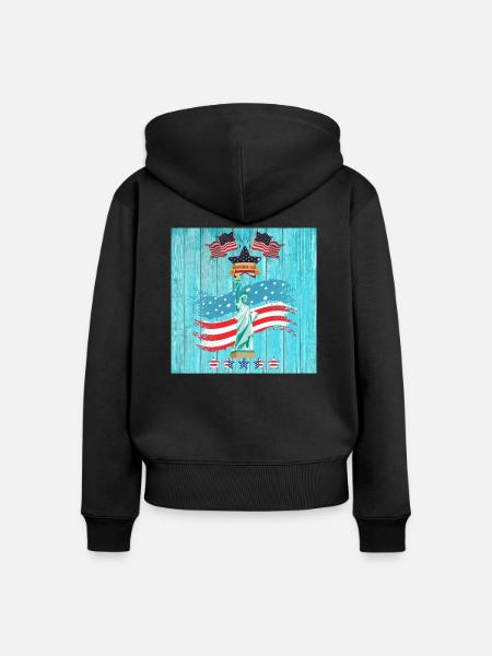 USA, Freiheitsstatue - Frauen Premium Bio Zip Hoodie - Schwarz
