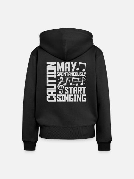 may spontaneously start singing - Frauen Premium Bio Zip Hoodie - Schwarz