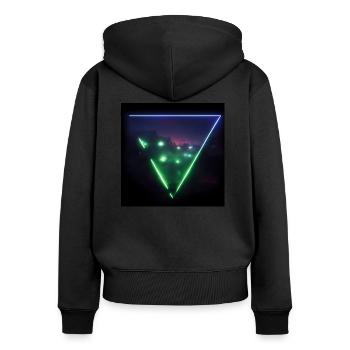 Trippy Dystopian Landscape Triangle - Frauen Premium Bio Zip Hoodie - Schwarz - Hinten - Julia (174cm)