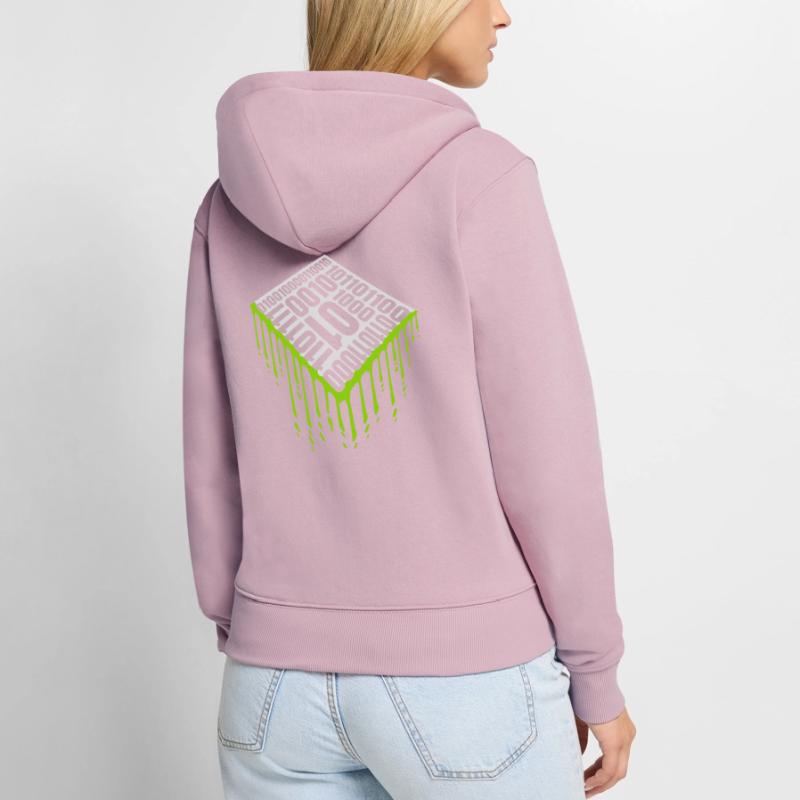 Binary Code Program Language Women's Premium Organic Zip Hoodie