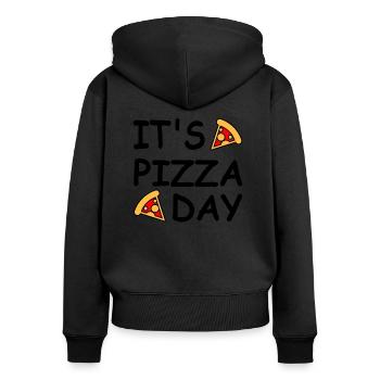 Pizza - Frauen Premium Bio Zip Hoodie - Schwarz - Hinten - Julia (174cm)