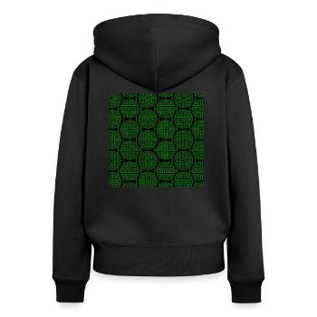 Modèle chinois - Sweat à capuche zippé Premium bio Femme - noir - Dos - Julia (174cm)
