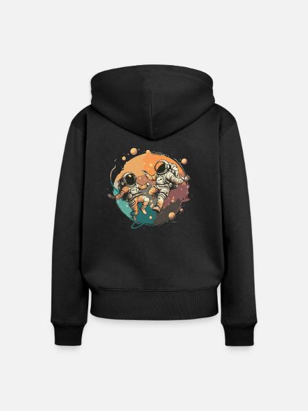 Astronauten - Frauen Premium Bio Zip Hoodie - Schwarz