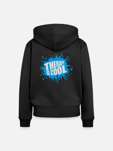 therapy is cool Zitat - Frauen Premium Bio Zip Hoodie - Schwarz
