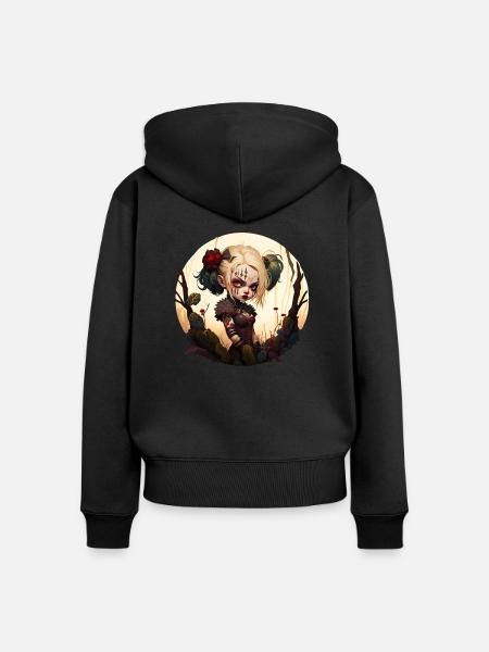 Dämonisches Mädchen mit Tattoo - Frauen Premium Bio Zip Hoodie - Schwarz