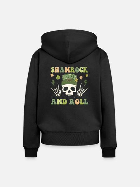 Shamrock and Roll - Frauen Premium Bio Zip Hoodie - Schwarz