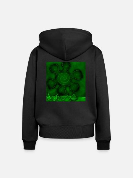 SONNE AUF GRÜNEN PYRAMIDEN - Frauen Premium Bio Zip Hoodie - Schwarz