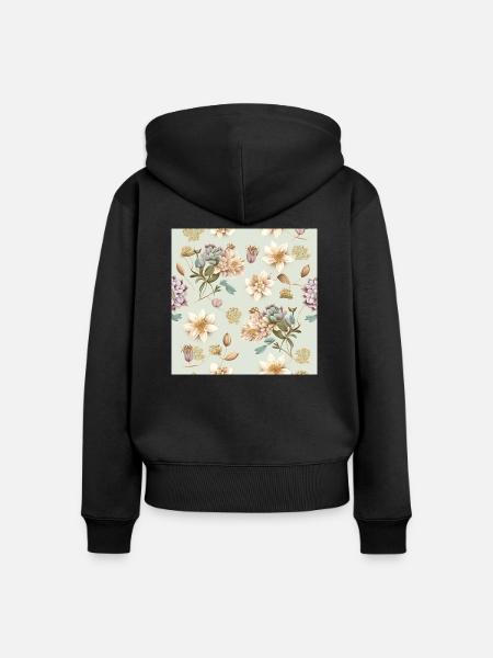Floral Design 4 - Frauen Premium Bio Zip Hoodie - Schwarz