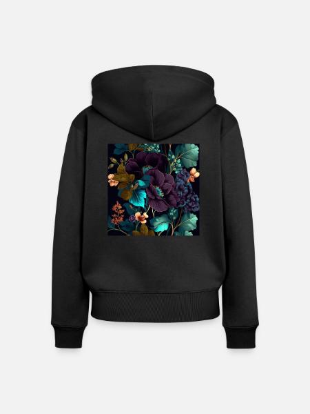 Floral Design 9 - Frauen Premium Bio Zip Hoodie - Schwarz