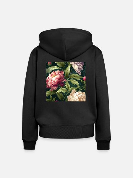 Floral Design 13 - Frauen Premium Bio Zip Hoodie - Schwarz