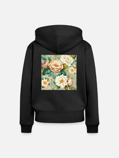 Floral Design 21 - Frauen Premium Bio Zip Hoodie - Schwarz