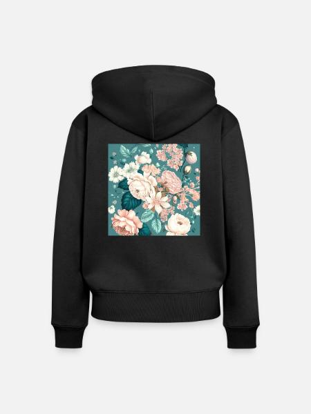 Floral Design 5 - Frauen Premium Bio Zip Hoodie - Schwarz