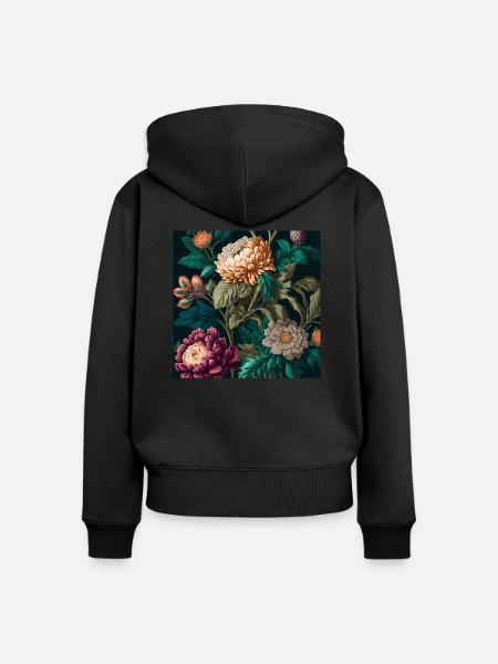 Floral Design 19 - Frauen Premium Bio Zip Hoodie - Schwarz