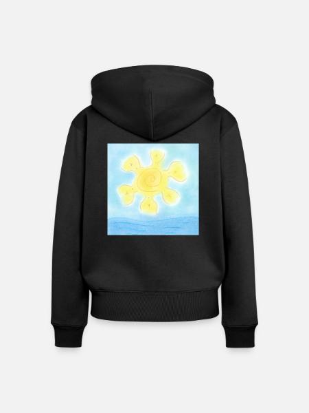 SONNIG ÜBER DEM MEER - Frauen Premium Bio Zip Hoodie - Schwarz