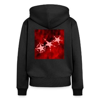 TROIS ÉTOILES ROUGES - Sweat à capuche zippé Premium bio Femme - noir - Dos - Julia (174cm)