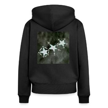 TROIS ÉTOILES INVERSÉES - Sweat à capuche zippé Premium bio Femme - noir - Dos - Julia (174cm)