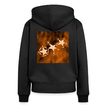THREE ORANGE STARS - Women's Premium Organic Zip Hoodie - black - Back - Julia (174cm)