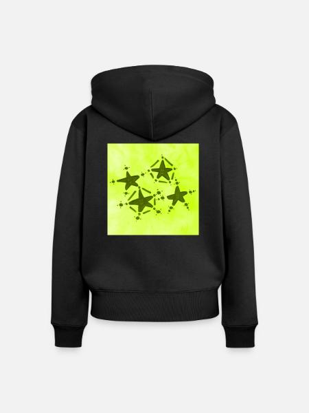 4 STERNE LÄCHELN GELB - Frauen Premium Bio Zip Hoodie - Schwarz