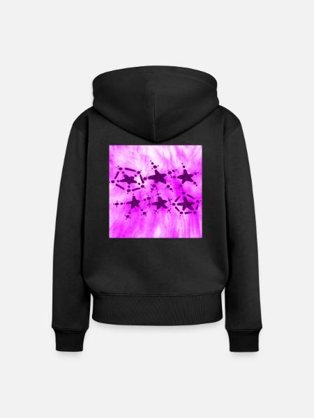 6 STERNE LÄCHELN VIOLETT - Frauen Premium Bio Zip Hoodie - Schwarz