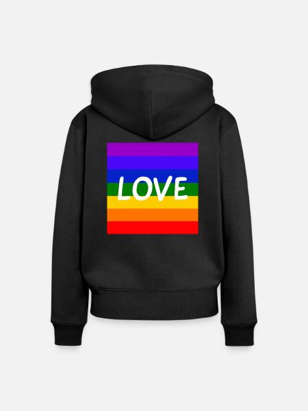 Liebe Regenbogen - Frauen Premium Bio Zip Hoodie - Schwarz