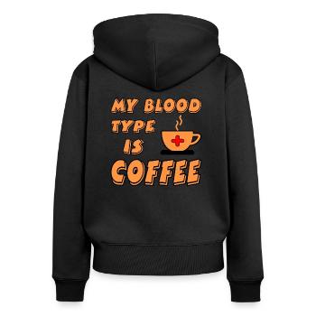 Café - Sweat à capuche zippé Premium bio Femme - noir - Dos - Julia (174cm)