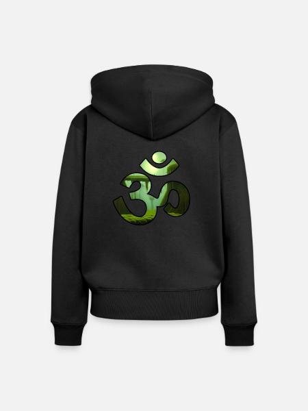 JUNGLE OM - Frauen Premium Bio Zip Hoodie - Schwarz