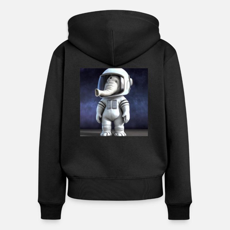 Astronaut Elephant : un design unique - Sweat à capuche zippé Premium bio Femme - noir