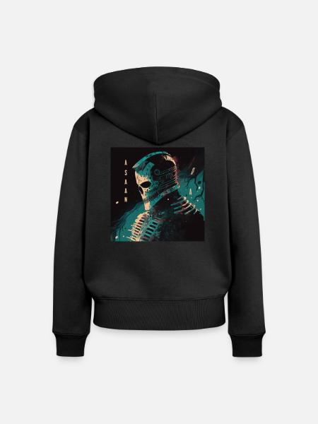 Roboterschädel - Frauen Premium Bio Zip Hoodie - Schwarz